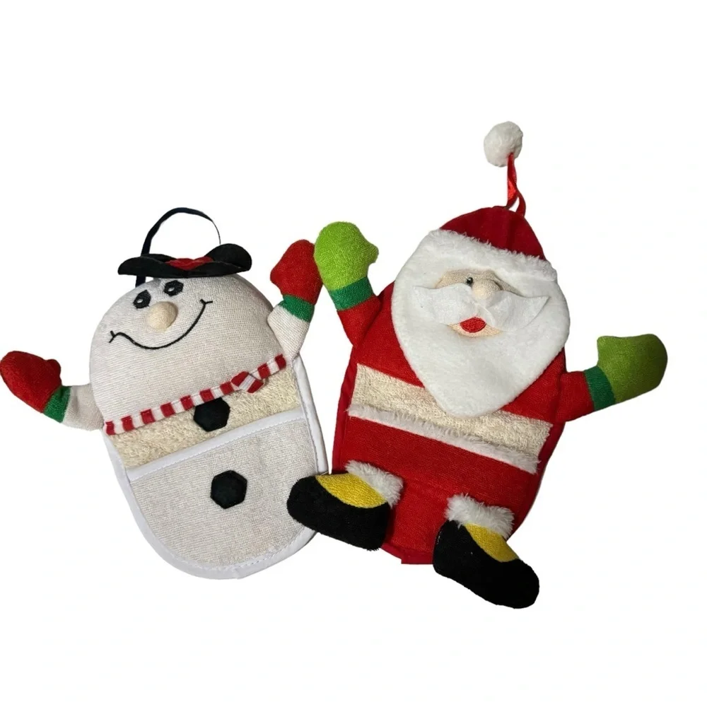 Christmas! - Santa and Frosty, hanging hot pads, kitchen accessories - set of 2